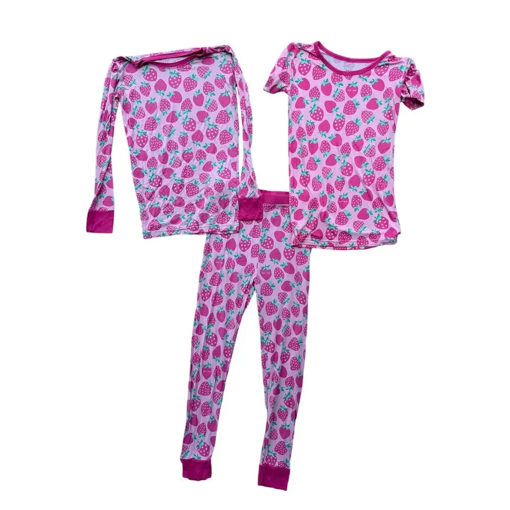 Little Sleepies Sweet Strawberries Lot Girls Size 9/10